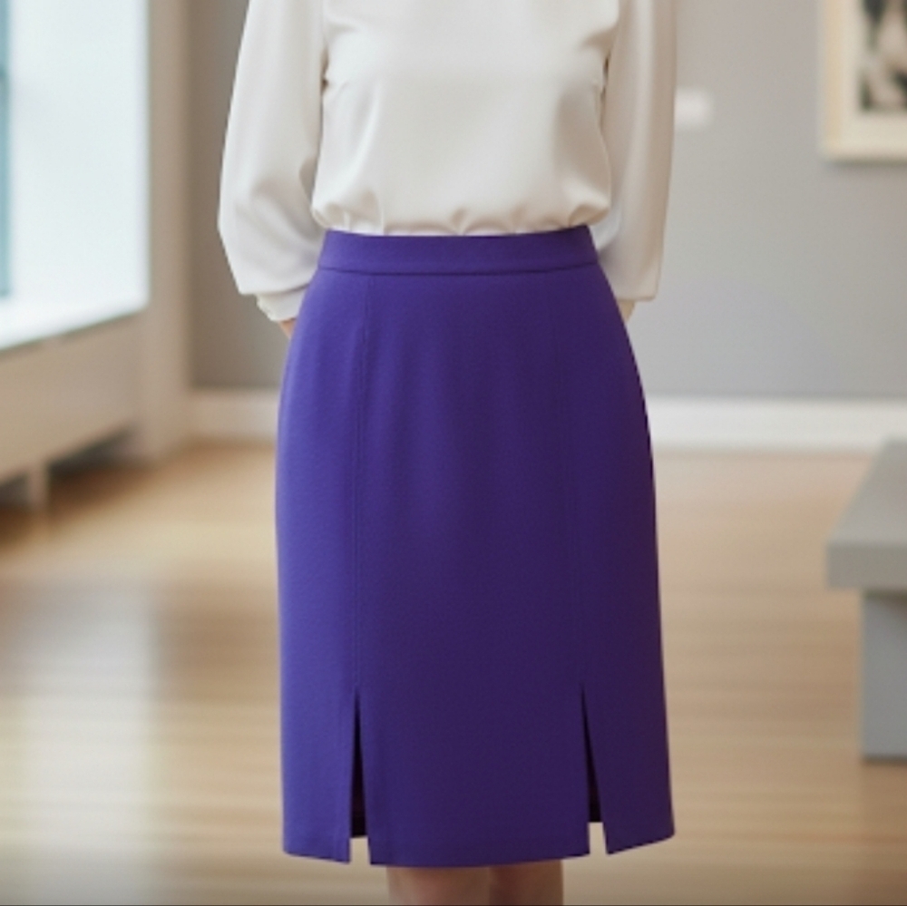 St. John Vibrant Purple Santana Knit Midi Skirt